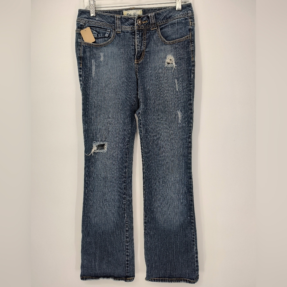 Blue Spice Women's Boot Cut Jeans - Distressed Dark Wash Size 7/8